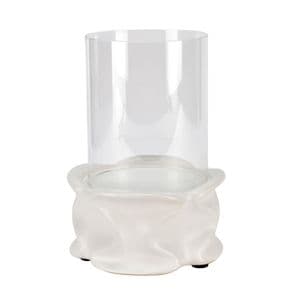 White Ceramic Hurricane Modern Candle Holder
