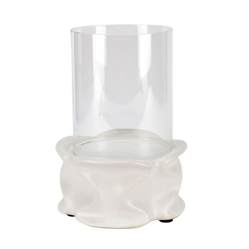 White Ceramic Hurricane Modern Minimalist luxury Candle Holder