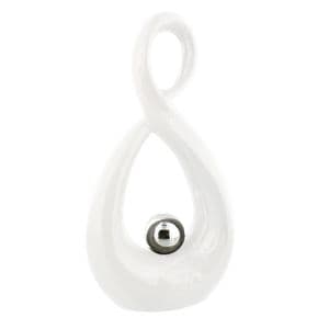 White Ceramic Infinity Sculpture - Minimalist Home Ornament