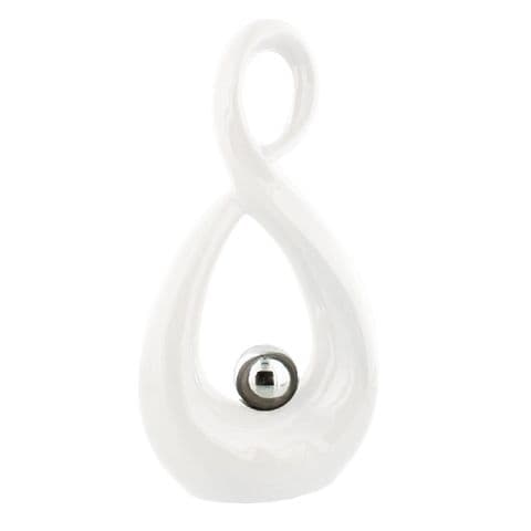 White Ceramic Infinity Sculpture - Minimalist Home Ornament