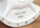 White Ceramic Rocking Horse Money Box Unisex Baby Gift By Bambino