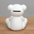 White Ceramic Teddy Bear Money Box Unisex Baby Gift By Bambino at Juliana