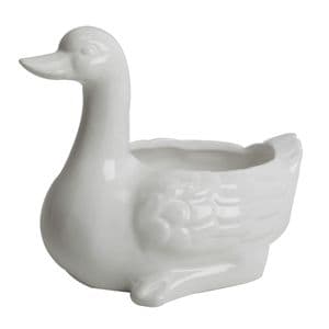 White Country Living Duck Planter - Shabby Chic Decorative Duck