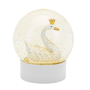 White & Gold Swan Snow Globe