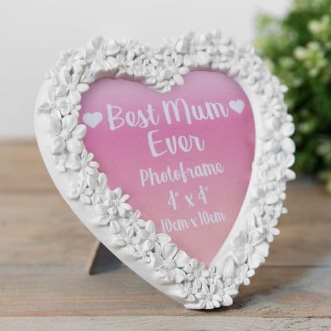 White Heart Shape 3D Flower Photo Frame