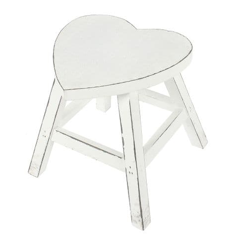White-Heart Shape Shabby Chic Wooden Stool