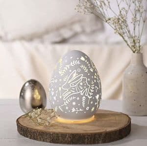 White LED Light Up Easter Egg Ornament