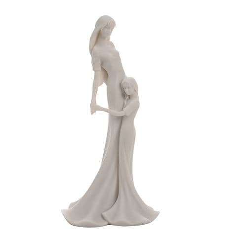White Minimalist Mother and Daughter Figurine Modern Sculpture Gift