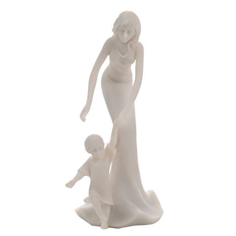 White Minimalist Mother and Toddler Son Figurine Modern Sculpture Gift