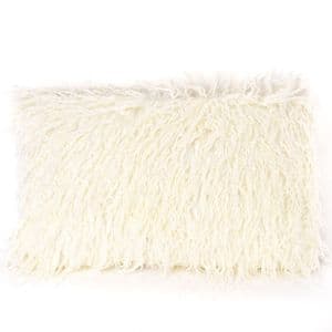 White Mongolian Faux Fur Scatter Cushion