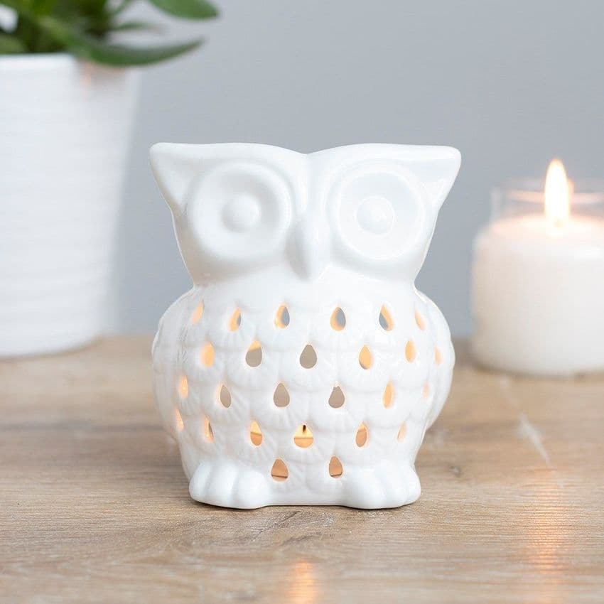 White Owl shape Ceramic Oil Melt Burner Gift - Home fragrance ornament