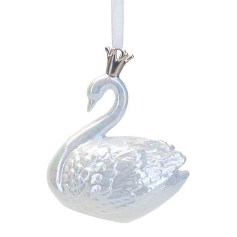 White Porcelain Swan Christmas Tree Bauble Hanging Decoration Ornament