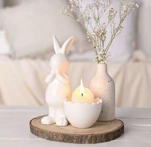 White Porcelaine Standing Bunny Ornament With Planter