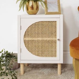 White Rattan Front Retro Cupboard Storage Unit