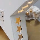 White Rustic Wooden Star Let it Snow Light Up Christmas Decoration Ornament