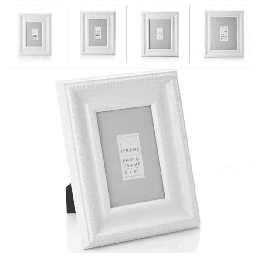 White Wooden Decorative Photo Frame - Assorted Sizes