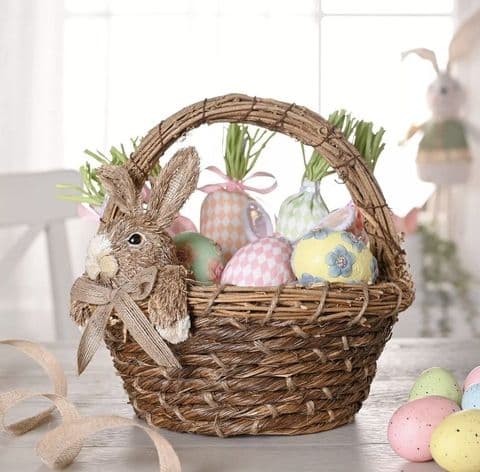 Wicker Woven Easter Bunny Basket Home Accessory