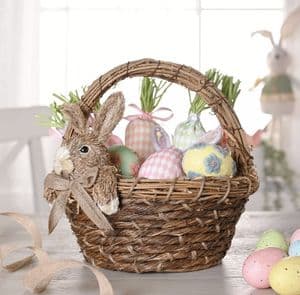 Wicker Woven Easter Bunny Basket Home Accessory
