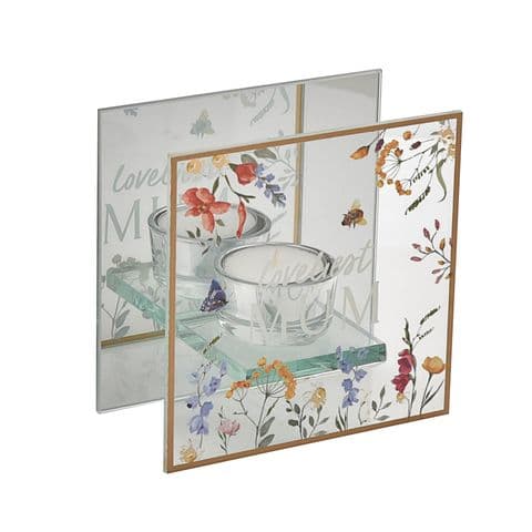 Wildflower Design Glass Candle Holder Gift - Lovliest Mum