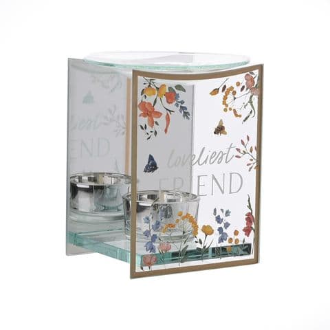 Wildflower Design Glass Wax Melt Oil Burner Gift - Lovliest Friend