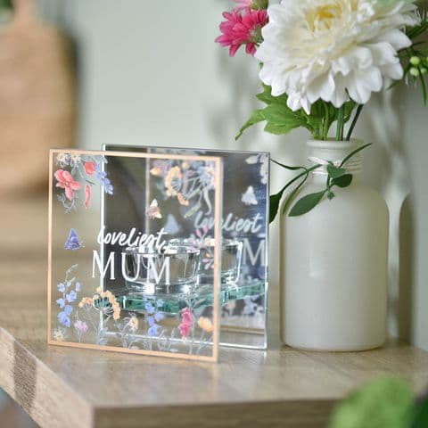 Wildflower Design Glass Wax Melt Oil Burner Gift - Lovliest Mum