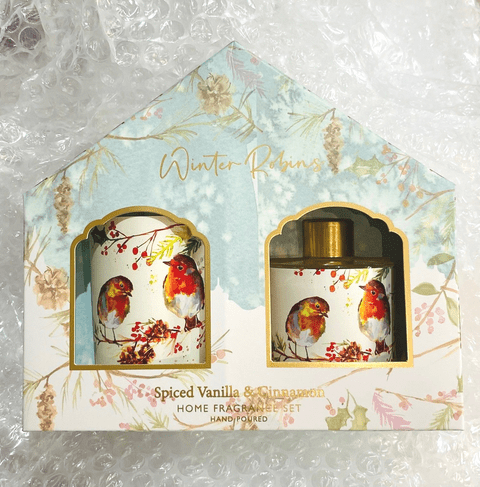Winter Robins Spiced Vanilla & Cinnamon Candle & Diffuser Gift Set by Jennifer Rose