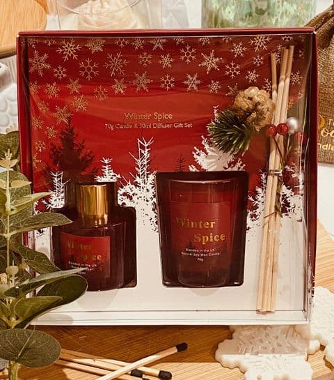 Winter Spice Mini Scented Candle & Diffuser In Christmas Gift Box