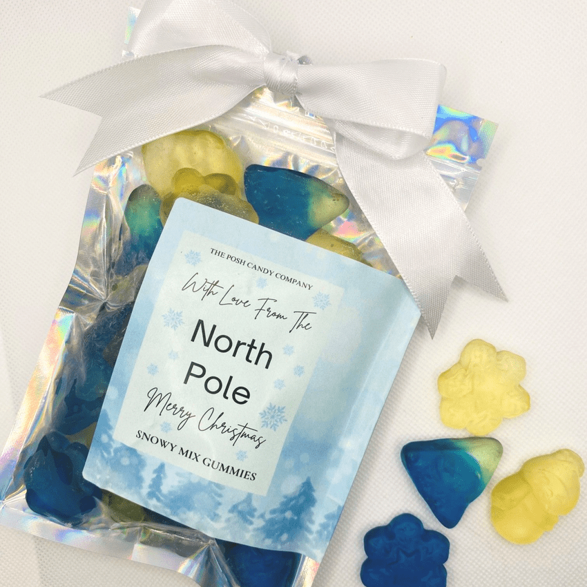 With Love From The North Pole - Snowflake and snowman Shaped Luxury Gummy Sweets In Gift Packet