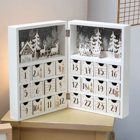 Wooden Advent Calendar With Treat Drawers Traditional Christmas Decoration