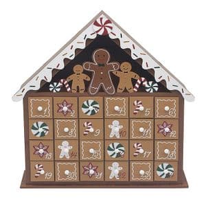Wooden Gingerbread House Advent Calendar – 24-Drawer Christmas Countdown Decoration