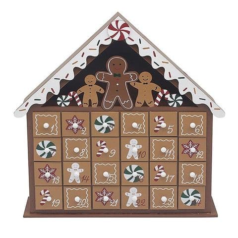 Wooden Gingerbread House Advent Calendar – 24-Drawer Christmas Countdown Decoration
