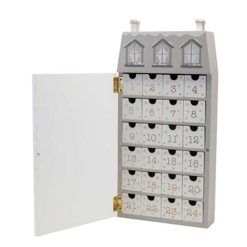 Wooden House Advent Calendar With Treat Drawers Traditional Christmas Decoration