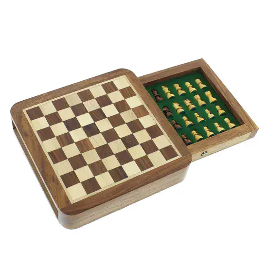 Mini Chess Box Wooden Magnetic Travel Mini Chess Set Gift