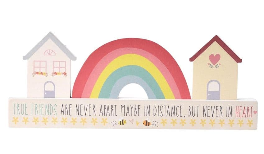 Wooden Rainbow Plaque True Friends Leaving Present Gift Idea