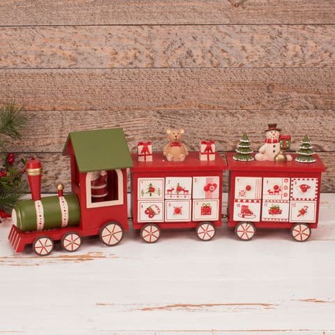 Wooden Train Advent Calendar With Treat Drawers Traditional Christmas Decoration Traditional