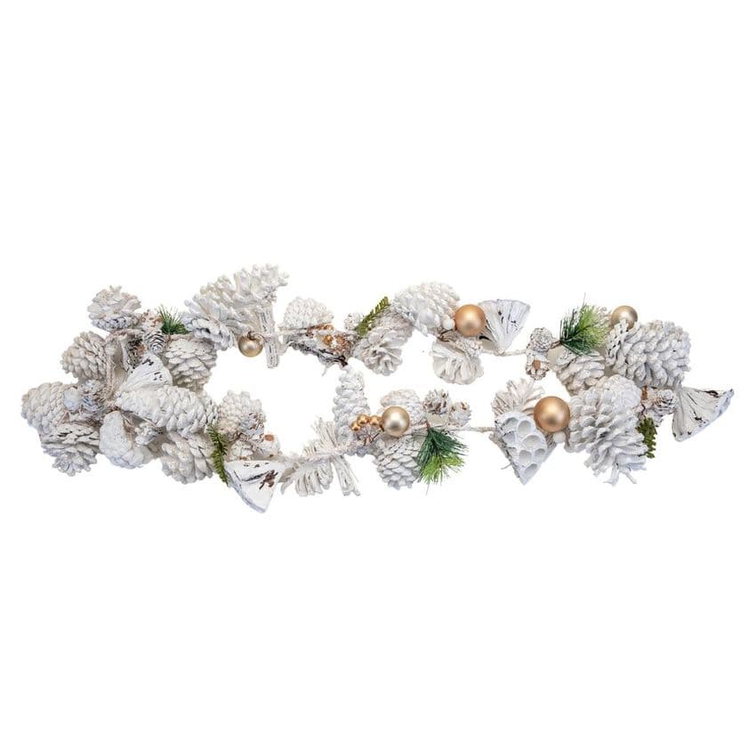 Woodland Frost White Natural Pine Cone Christmas Garland Decoration 160cm