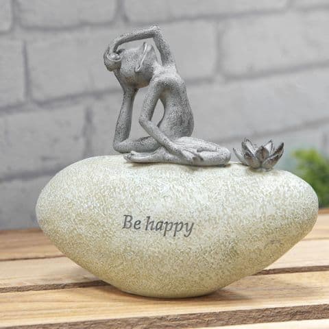 Yoga Frog On A Stone Country Living Garden Ornament - Be Happy