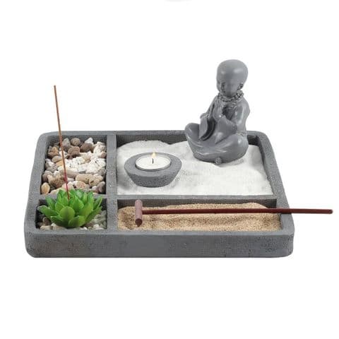 Zen Garden Kit - Tabletop Zen Garden Candle Holder and Incense Holder