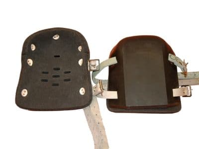 Miners Type Rubber Knee Pads, Leather Straps.