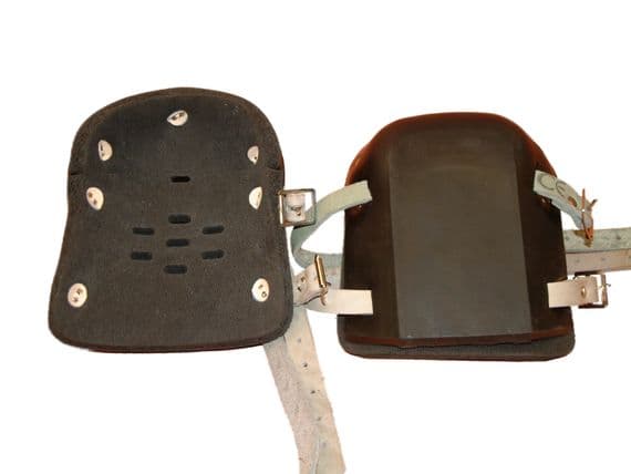 Miners Type Rubber Knee Pads, Leather Straps.