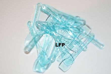 SKY BLUE PLASTIC ICE CREAM SPOONS, (FLORIDA DESIGN) OVAL