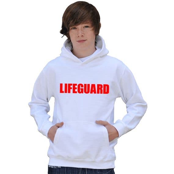 CHILDRENS LIFEGUARD WHITE UNISEX HOODIE