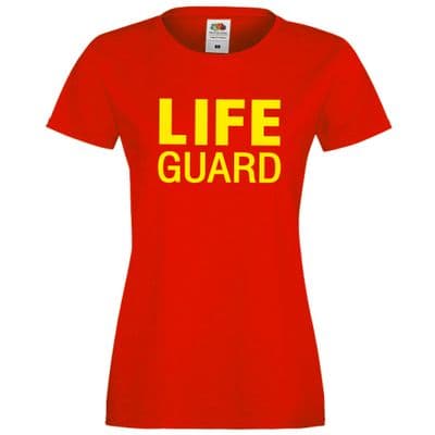 LADIES LIFE GUARD FITTED RED T-SHIRT