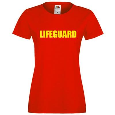 LADIES LIFEGUARD FITTED RED T-SHIRT