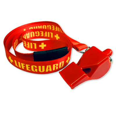 RED WHISTLE + LIFEGUARD WOVEN NECK LANYARD