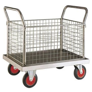 Stainless Steel Platform Trucks - 4 Mesh Sides