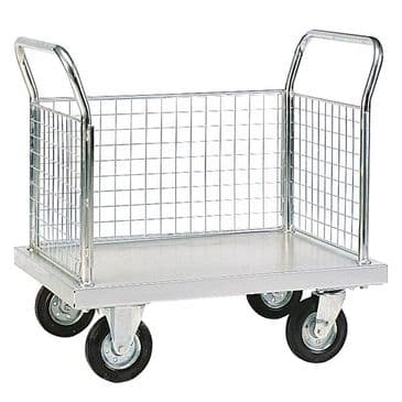 Zinc Plated Platform Trucks - 3 Mesh Sides