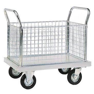 Zinc Plated Platform Trucks - 4 Mesh Sides