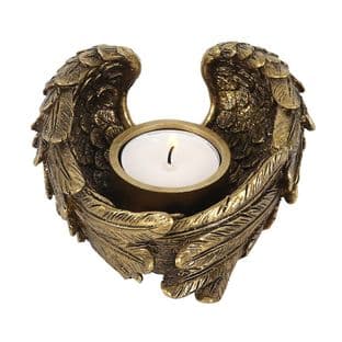 Angel Wings Tealight Candle Holder - Antique Gold