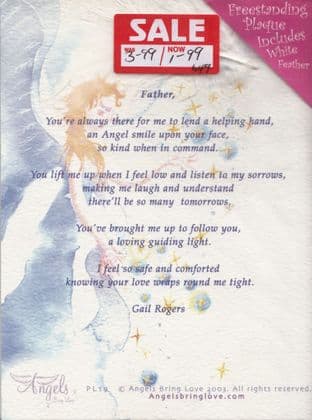 Angels Bring Love Free Standing Plaque - Father - SALE